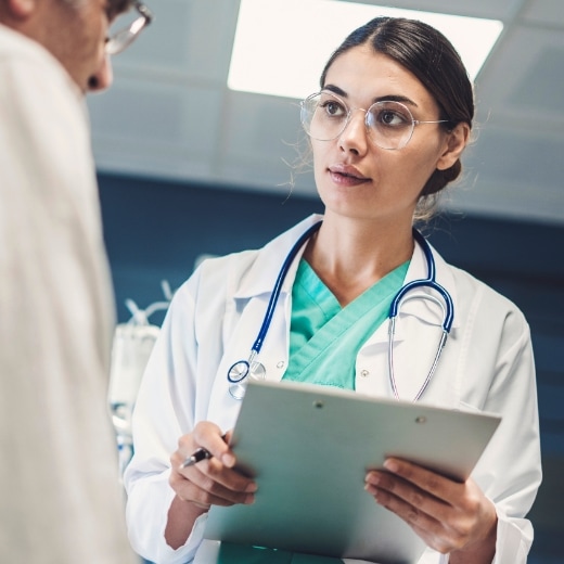 Nurse doing medical staffing tasks.